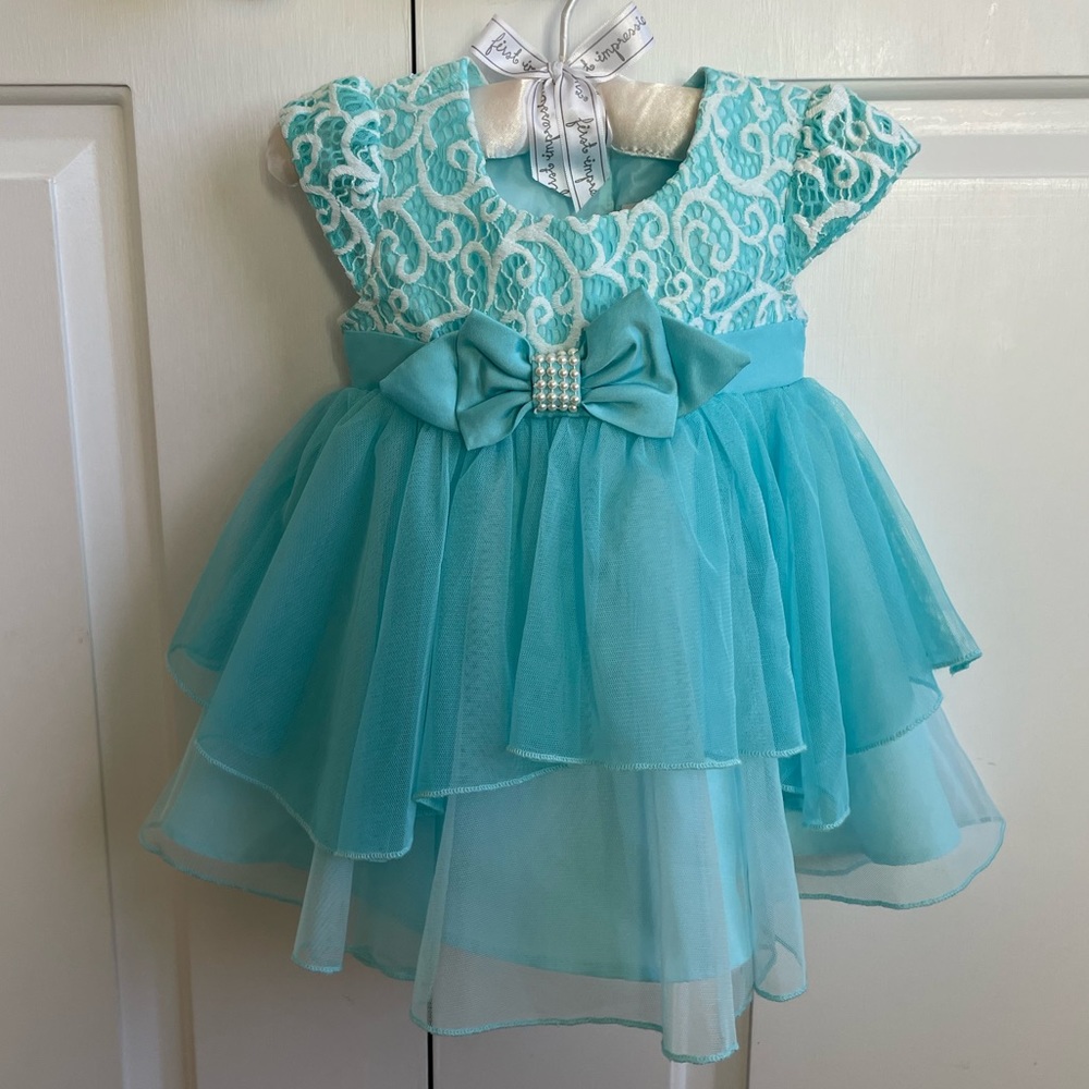 Fancy Toddler Dress, Aqua